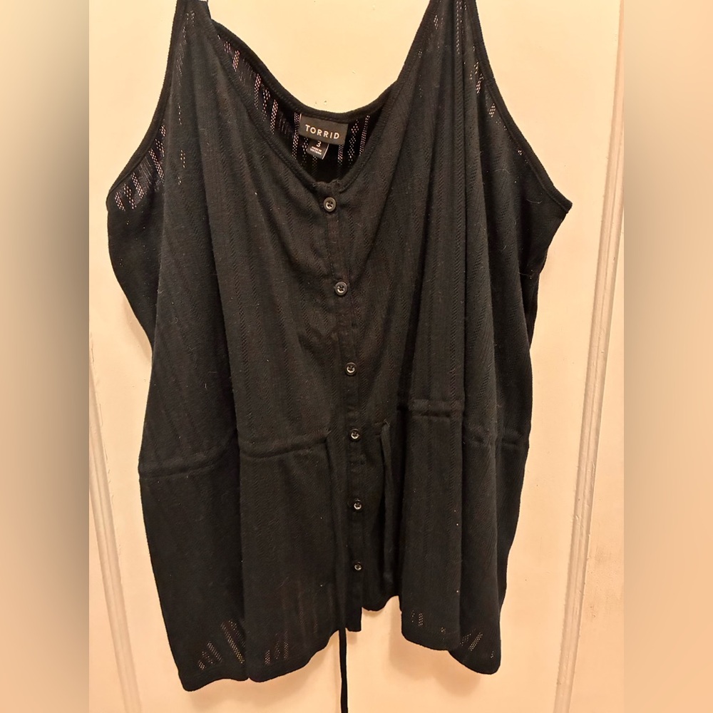 torrid Black Sleeveless Button-Front Knit Top